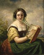 Daniel Huntington The Sketcher: A Portrait of Mlle Rosina, a Jewess oil